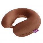 VIAGGI U Shape Round Memory Foam Soft Travel Neck Pillow for Neck Pain Relief Cervical Orthopedic Use Comfortable Neck Rest Pillow - Golden Brown